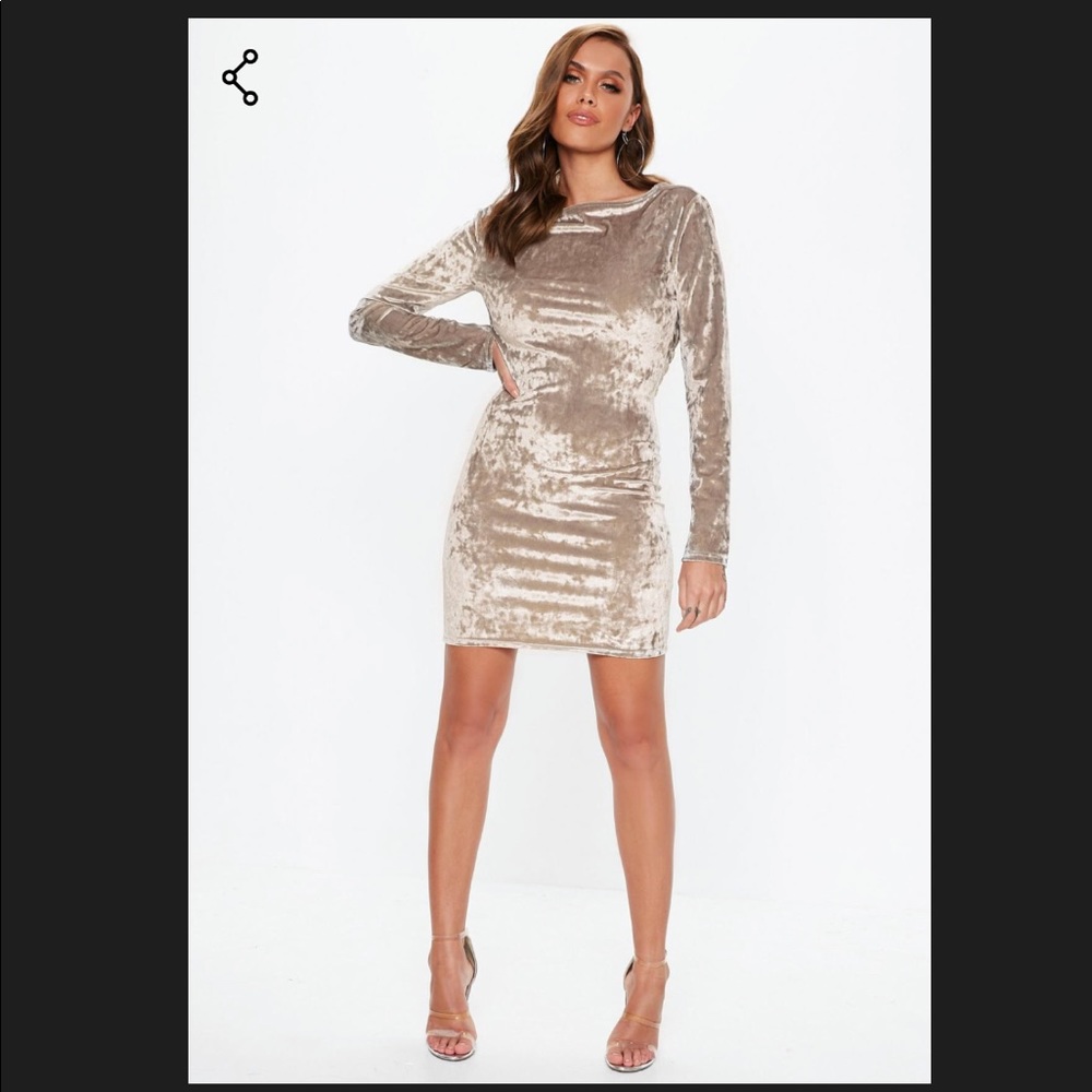 Grey Crushed Velvet Dress